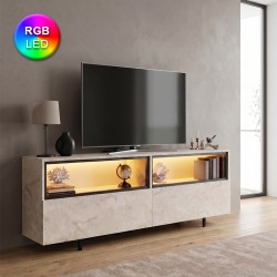 Έπιπλο τηλεόρασης Eco  με Led Rgb χρώμα travertine 180x32x67εκ.
