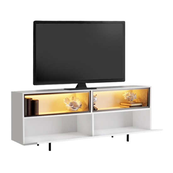 Έπιπλο τηλεόρασης Eco  με Led Rgb χρώμα λευκό 180x32x67εκ.
