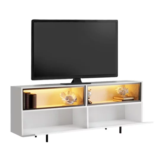 Έπιπλο τηλεόρασης Eco  με Led Rgb χρώμα λευκό 180x32x67εκ.