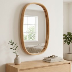 Καθρέπτης τοίχου Cloudy  ξύλο χρώμα φυσικό οξιάς 38x4x55εκ.