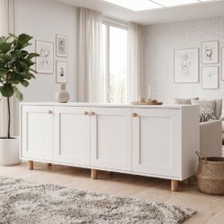 Μπουφές Bohemian  χρώμα λευκό - φυσικό οξιάς 180x40x75εκ.