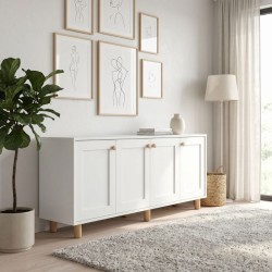 Μπουφές Bohemian  χρώμα λευκό - φυσικό οξιάς 180x40x75εκ.