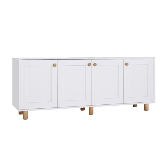 Μπουφές Bohemian  χρώμα λευκό - φυσικό οξιάς 180x40x75εκ.