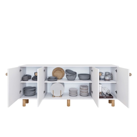 Μπουφές Bohemian  χρώμα λευκό - φυσικό οξιάς 180x40x75εκ.