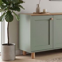 Μπουφές Bohemian  χρώμα πράσινο - φυσικό οξιάς 180x40x75εκ.