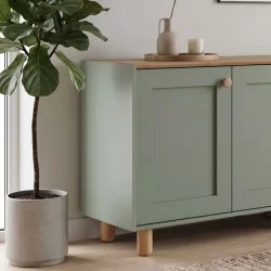 Μπουφές Bohemian  χρώμα πράσινο - φυσικό οξιάς 180x40x75εκ.