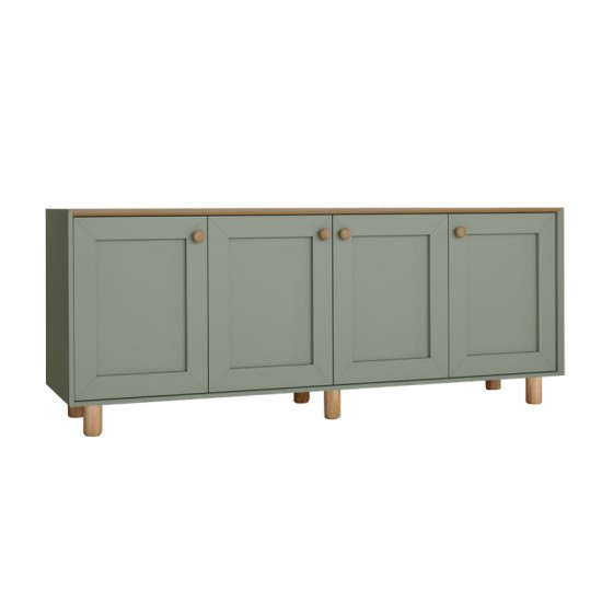 Μπουφές Bohemian  χρώμα πράσινο - φυσικό οξιάς 180x40x75εκ.