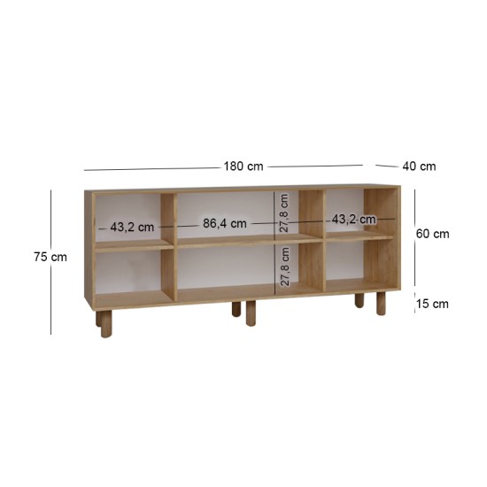 Μπουφές Bohemian  χρώμα φυσικό οξιάς 180x40x75εκ.