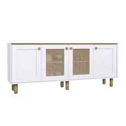 Μπουφές Bohemian  χρώμα λευκό - φυσικό οξιάς 180x40x75εκ.
