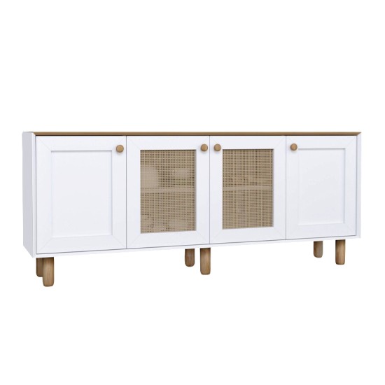 Μπουφές Bohemian  χρώμα λευκό - φυσικό οξιάς 180x40x75εκ.
