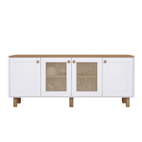 Μπουφές Bohemian  χρώμα λευκό - φυσικό οξιάς 180x40x75εκ.