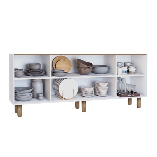 Μπουφές Bohemian  χρώμα λευκό - φυσικό οξιάς 180x40x75εκ.