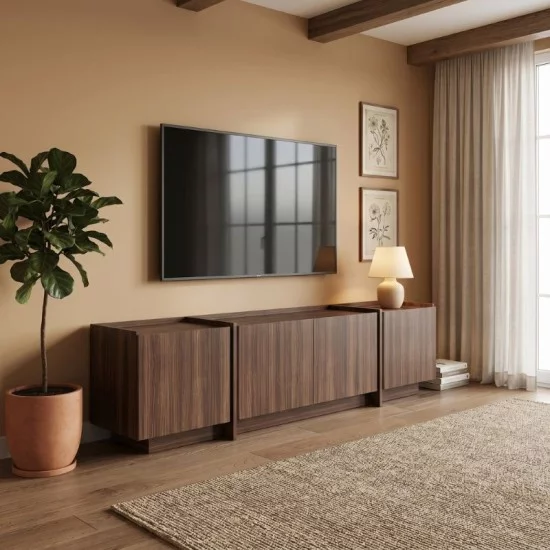 Έπιπλο τηλεόρασης Dorma  χρώμα καρυδί 180x35x46,2εκ.