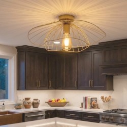 Φωτιστικό οροφής Madar  E27 μεταλλικό μονόφωτο χρώμα χρυσό Ø52x20εκ.