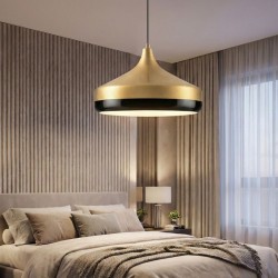 Φωτιστικό οροφής Vasli  E27 μεταλλικό μονόφωτο χρώμα χρυσό Ø36x42/122εκ.