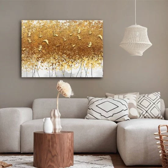 Πίνακας σε καμβά "Golden Birds"  ψηφιακής εκτύπωσης 100x70x3εκ.