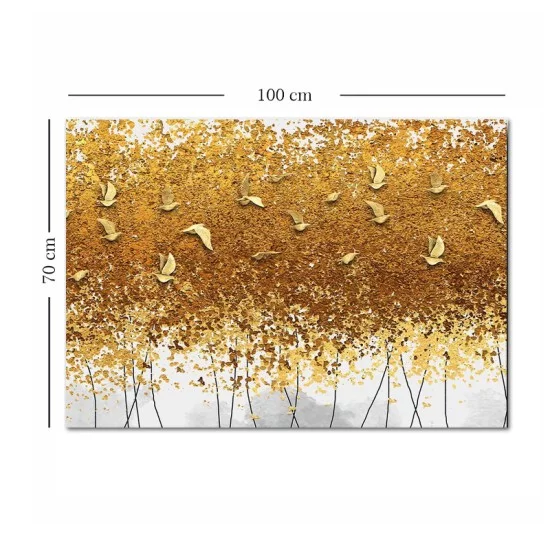 Πίνακας σε καμβά "Golden Birds"  ψηφιακής εκτύπωσης 100x70x3εκ.