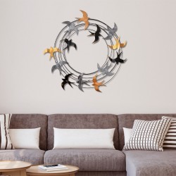 Διακοσμητικό τοίχου Spiral Flock  μεταλλικό χρώμα μαύρο - bronze - ασημί 87x87εκ.
