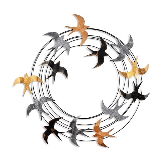 Διακοσμητικό τοίχου Spiral Flock  μεταλλικό χρώμα μαύρο - bronze - ασημί 87x87εκ.