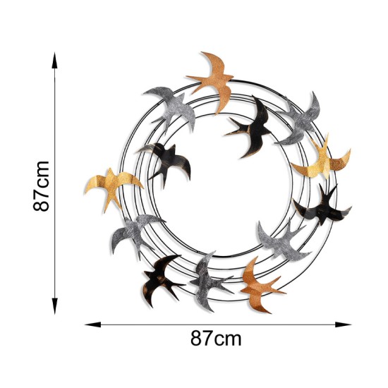 Διακοσμητικό τοίχου Spiral Flock  μεταλλικό χρώμα μαύρο - bronze - ασημί 87x87εκ.