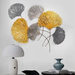 Διακοσμητικό τοίχου Metal Flower  μεταλλικό χρώμα bronze - ασημί 75x100εκ.