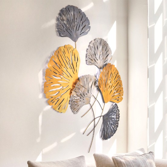 Διακοσμητικό τοίχου Metal Flower  μεταλλικό χρώμα bronze - ασημί 75x100εκ.