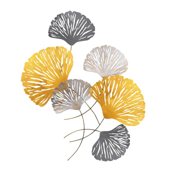 Διακοσμητικό τοίχου Metal Flower  μεταλλικό χρώμα bronze - ασημί 75x100εκ.