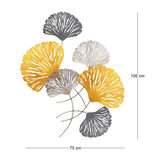 Διακοσμητικό τοίχου Metal Flower  μεταλλικό χρώμα bronze - ασημί 75x100εκ.