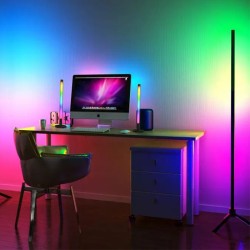 Φωτιστικό δαπέδου RGB LED Space  με ασύρματο χειριστήριο χρώμα μαύρο Ø25x112εκ. - 0234593