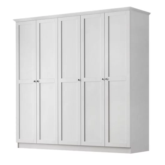 Ντουλάπα ρούχων Emily πεντάφυλλη χρώμα λευκό 175x50x210εκ. Ντουλάπα ρούχων Emily πεντάφυλλη χρώμα λευκό 175x50x210εκ.