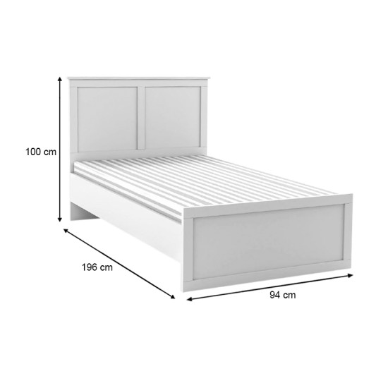 Κρεβάτι Emily Megapap χρώμα λευκό 90x190εκ. - 0235963