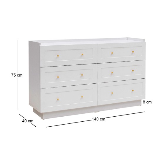 Συρταριέρα Henry χρώμα λευκό 140x40x75εκ. Συρταριέρα Henry χρώμα λευκό 140x40x75εκ.
