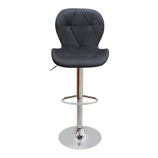 Σκαμπό μπαρ Dolores  με ρυθμιζόμενο ύψος PU μαύρο - βάση χρωμίου 45,5x38x89/109εκ.