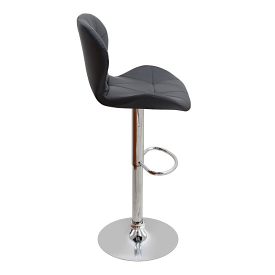 Σκαμπό μπαρ Dolores  με ρυθμιζόμενο ύψος PU μαύρο - βάση χρωμίου 45,5x38x89/109εκ.