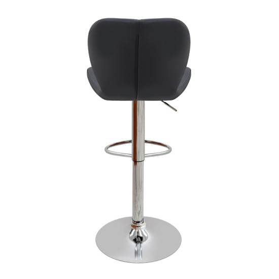 Σκαμπό μπαρ Dolores  με ρυθμιζόμενο ύψος PU μαύρο - βάση χρωμίου 45,5x38x89/109εκ.