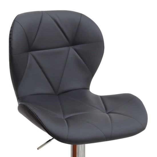 Σκαμπό μπαρ Dolores  με ρυθμιζόμενο ύψος PU μαύρο - βάση χρωμίου 45,5x38x89/109εκ.