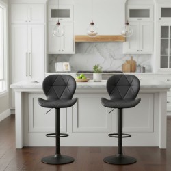 Σκαμπό μπαρ Dolores  με ρυθμιζόμενο ύψος PU μαύρο - βάση μαύρο ματ 45,5x38x89/109εκ.