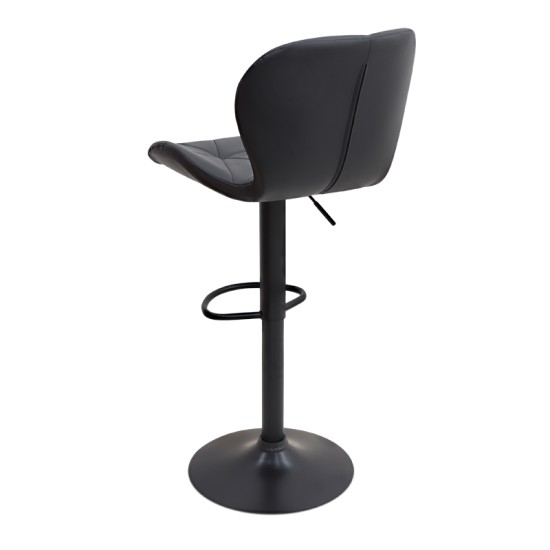 Σκαμπό μπαρ Dolores  με ρυθμιζόμενο ύψος PU μαύρο - βάση μαύρο ματ 45,5x38x89/109εκ.