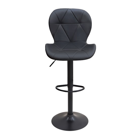 Σκαμπό μπαρ Dolores  με ρυθμιζόμενο ύψος PU μαύρο - βάση μαύρο ματ 45,5x38x89/109εκ.