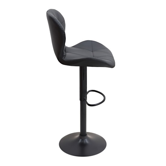 Σκαμπό μπαρ Dolores  με ρυθμιζόμενο ύψος PU μαύρο - βάση μαύρο ματ 45,5x38x89/109εκ.