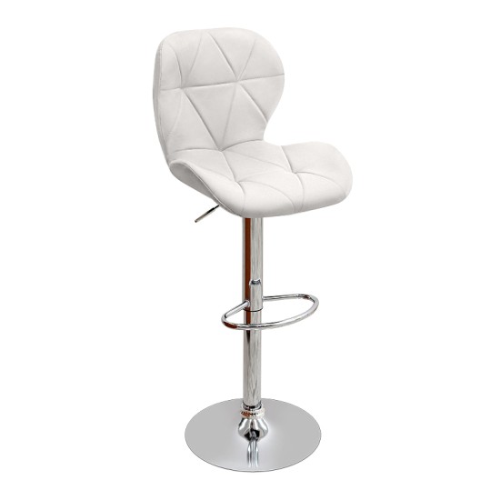 Σκαμπό μπαρ Dolores  με ρυθμιζόμενο ύψος PU λευκό - βάση χρωμίου 45,5x38x89/109εκ.