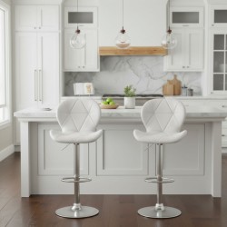 Σκαμπό μπαρ Dolores  με ρυθμιζόμενο ύψος PU λευκό - βάση χρωμίου 45,5x38x89/109εκ.