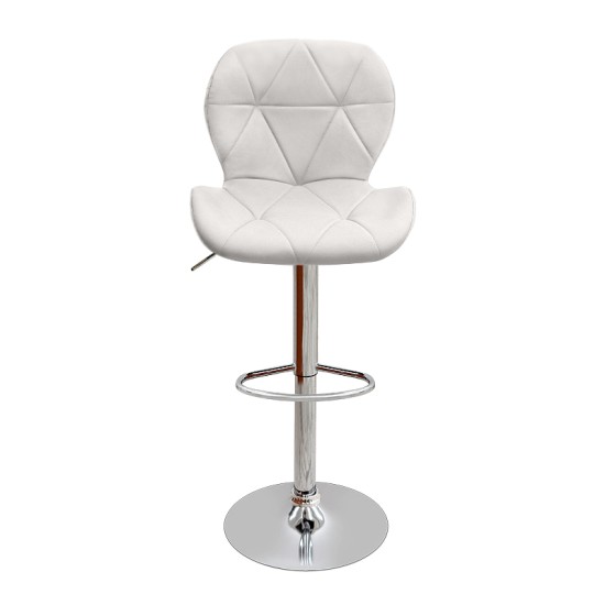 Σκαμπό μπαρ Dolores  με ρυθμιζόμενο ύψος PU λευκό - βάση χρωμίου 45,5x38x89/109εκ.