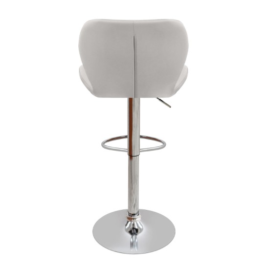 Σκαμπό μπαρ Dolores  με ρυθμιζόμενο ύψος PU λευκό - βάση χρωμίου 45,5x38x89/109εκ.