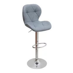 Σκαμπό μπαρ Dolores  με ρυθμιζόμενο ύψος PU γκρι - βάση χρωμίου 45,5x38x89/109εκ.