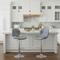 Σκαμπό μπαρ Dolores  με ρυθμιζόμενο ύψος PU γκρι - βάση χρωμίου 45,5x38x89/109εκ.