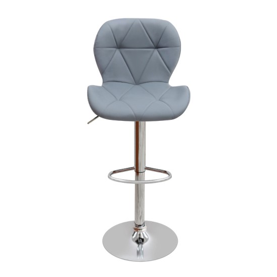 Σκαμπό μπαρ Dolores  με ρυθμιζόμενο ύψος PU γκρι - βάση χρωμίου 45,5x38x89/109εκ.