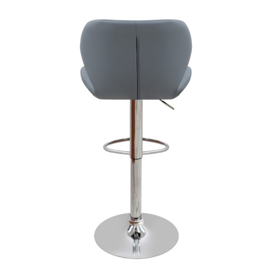 Σκαμπό μπαρ Dolores  με ρυθμιζόμενο ύψος PU γκρι - βάση χρωμίου 45,5x38x89/109εκ.