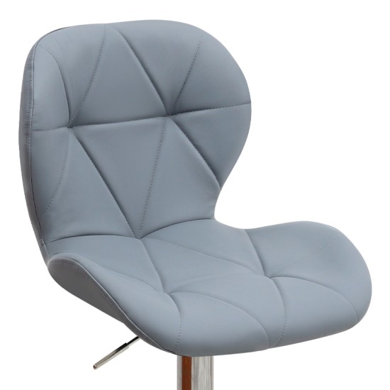 Σκαμπό μπαρ Dolores  με ρυθμιζόμενο ύψος PU γκρι - βάση χρωμίου 45,5x38x89/109εκ.