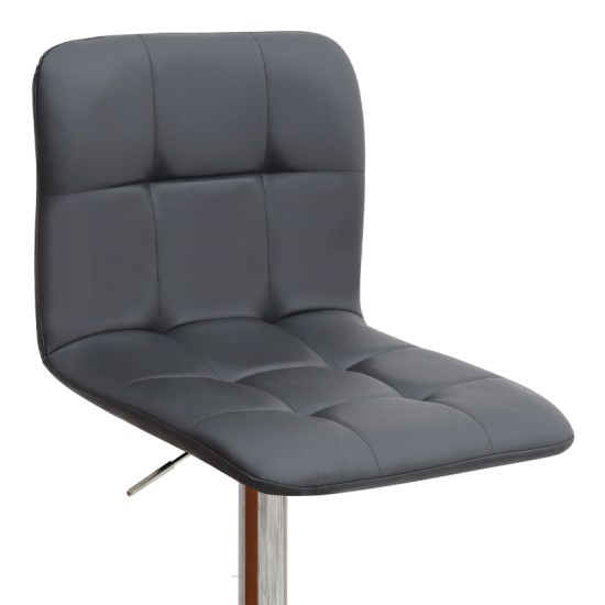 Σκαμπό μπαρ Carmelo  με ρυθμιζόμενο ύψος PU μαύρο - βάση χρωμίου 45x42x90/113εκ.